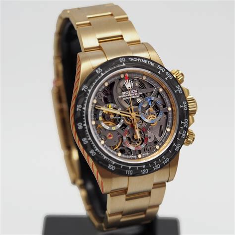 rolex daytona limited edition la montoya yellow gold skeleton dial|modified Rolex daytona review.